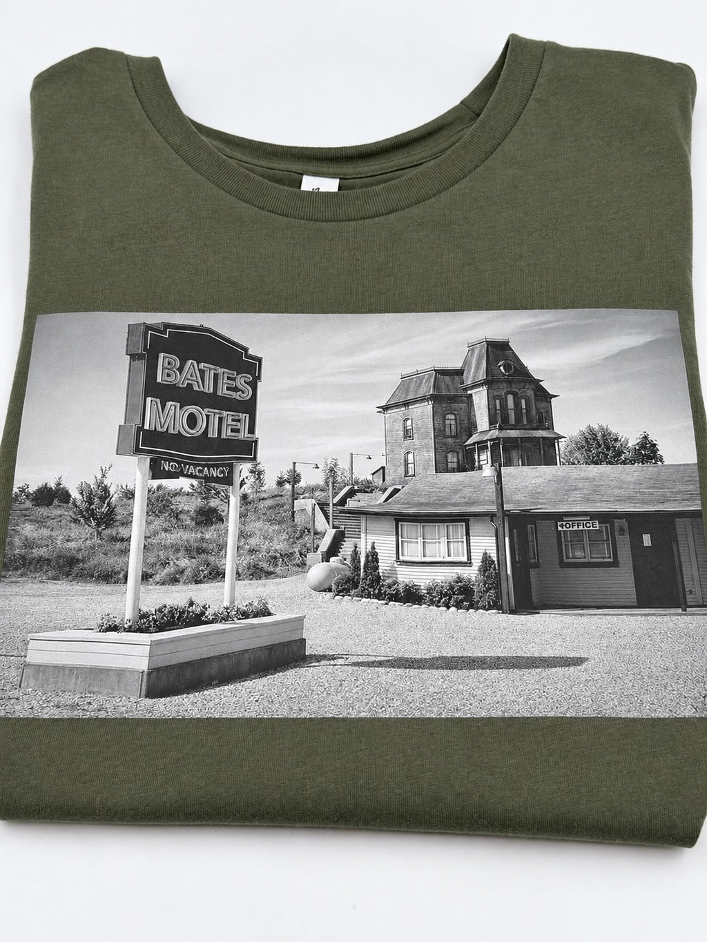 Bates Motel Graphic Muscle Tee — Olive