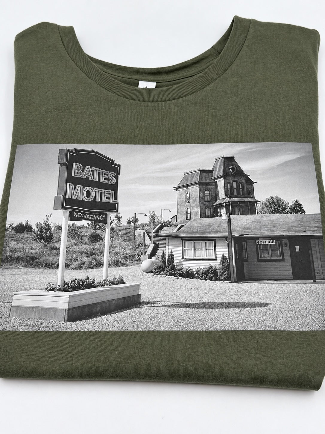 Bates Motel Graphic Muscle Tee — Olive
