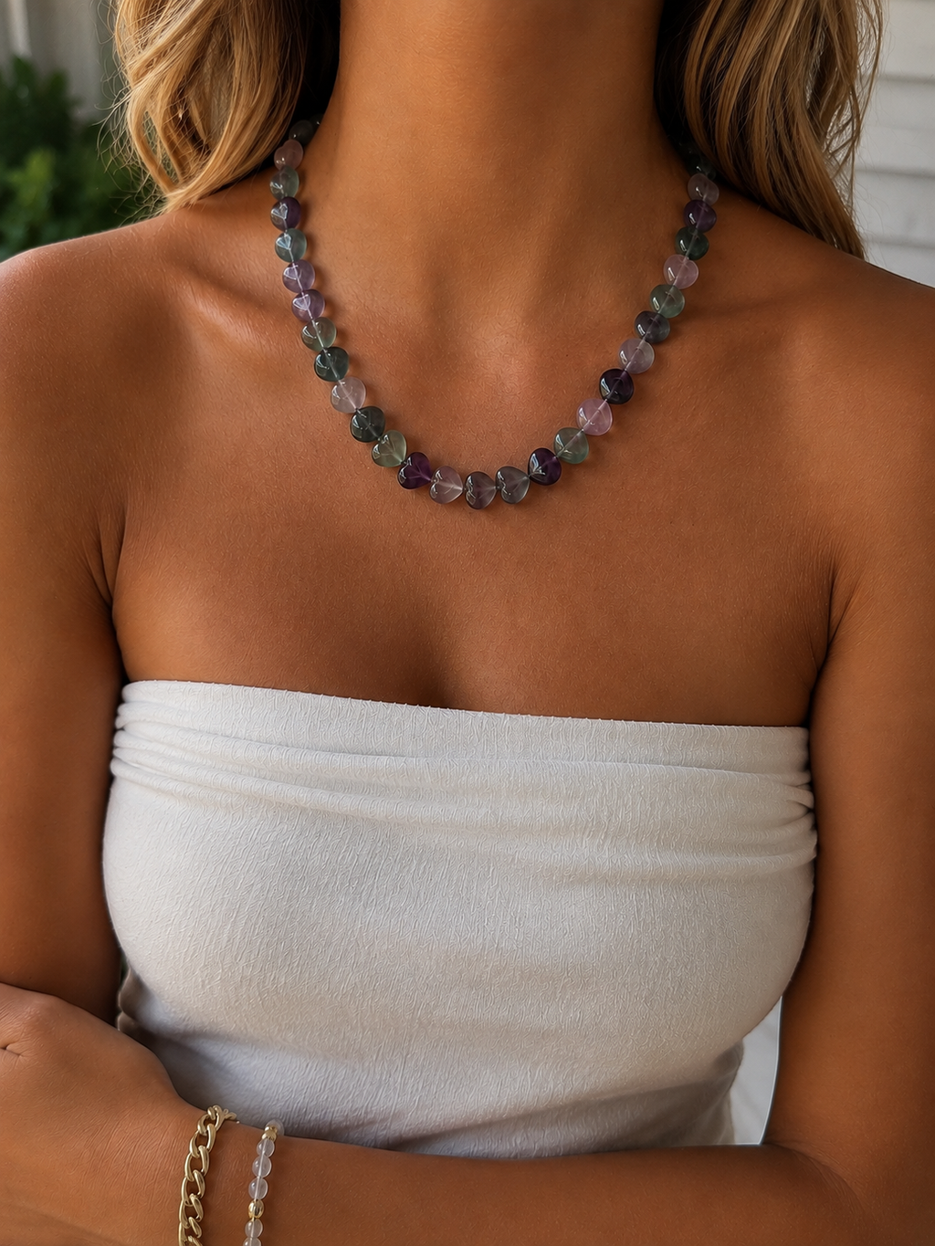 Fluorite Heart Gemstone Necklace