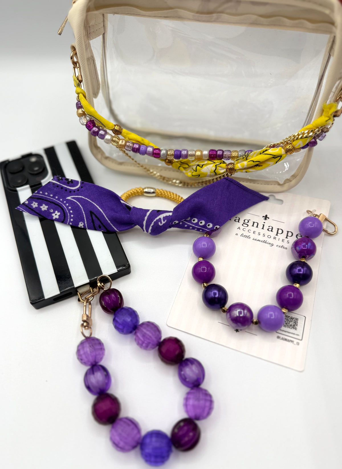 Purple Bubblegum Stadium Bag+ Phone Chain