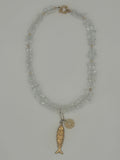 Clear Quartz Fish & Compass Charm Necklace