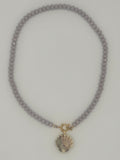 Lavender Faceted Bead & Shell Charm Necklace