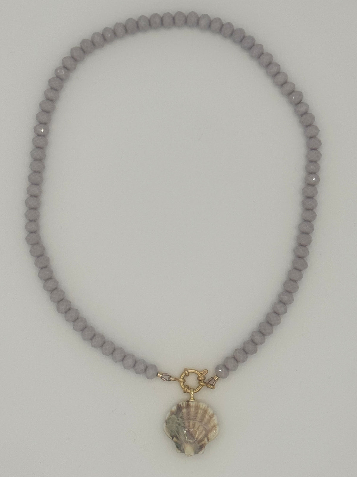 Lavender Faceted Bead & Shell Charm Necklace