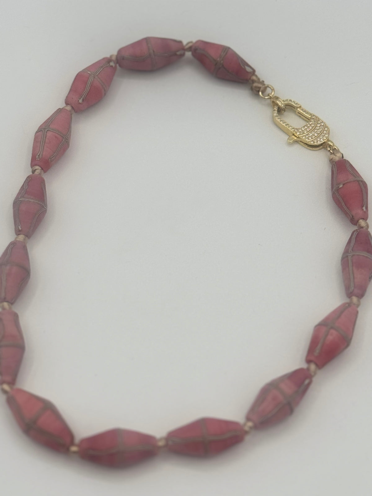 Rose Pink Java Cross Bead Necklace