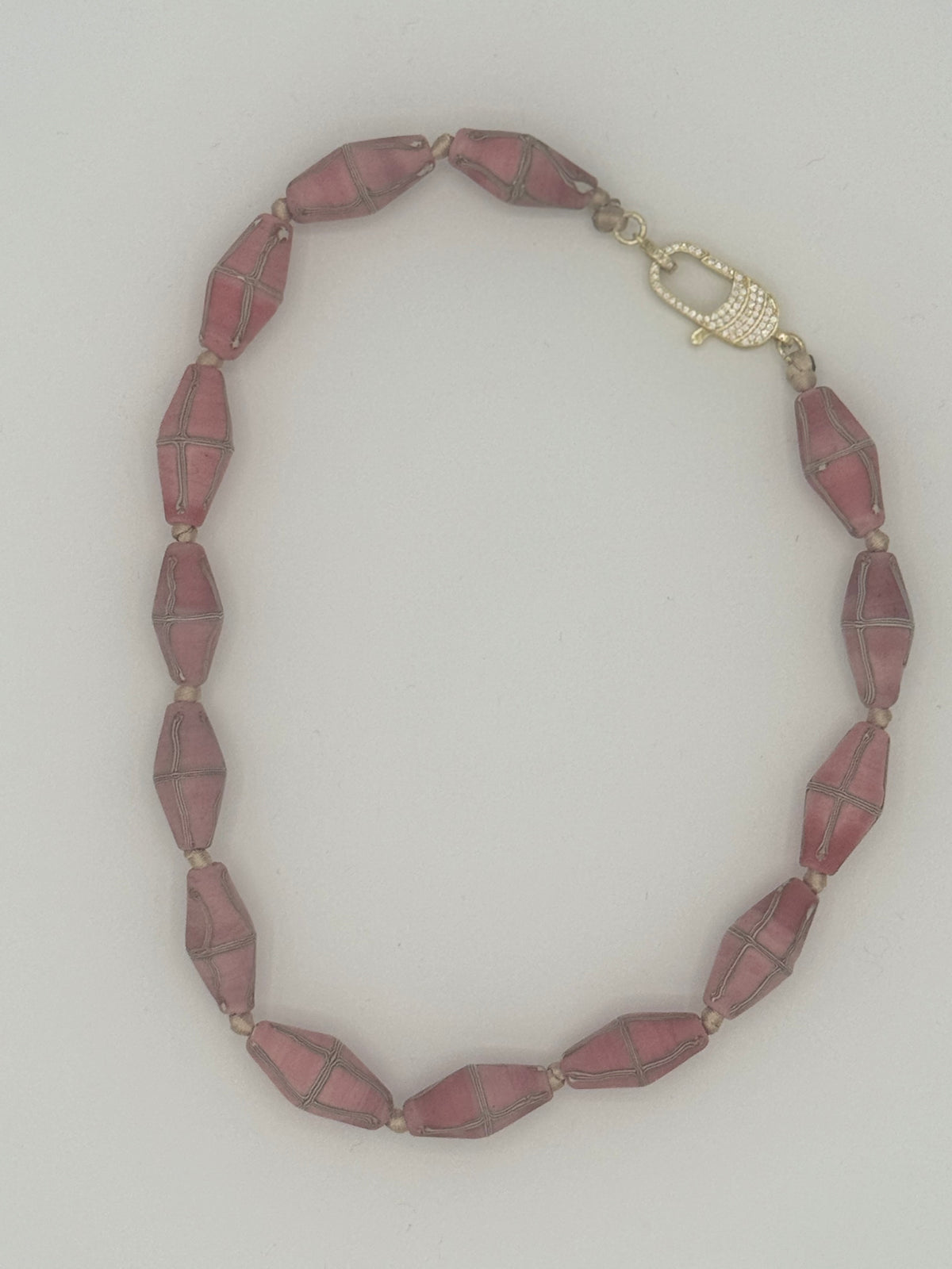 Rose Pink Java Cross Bead Necklace