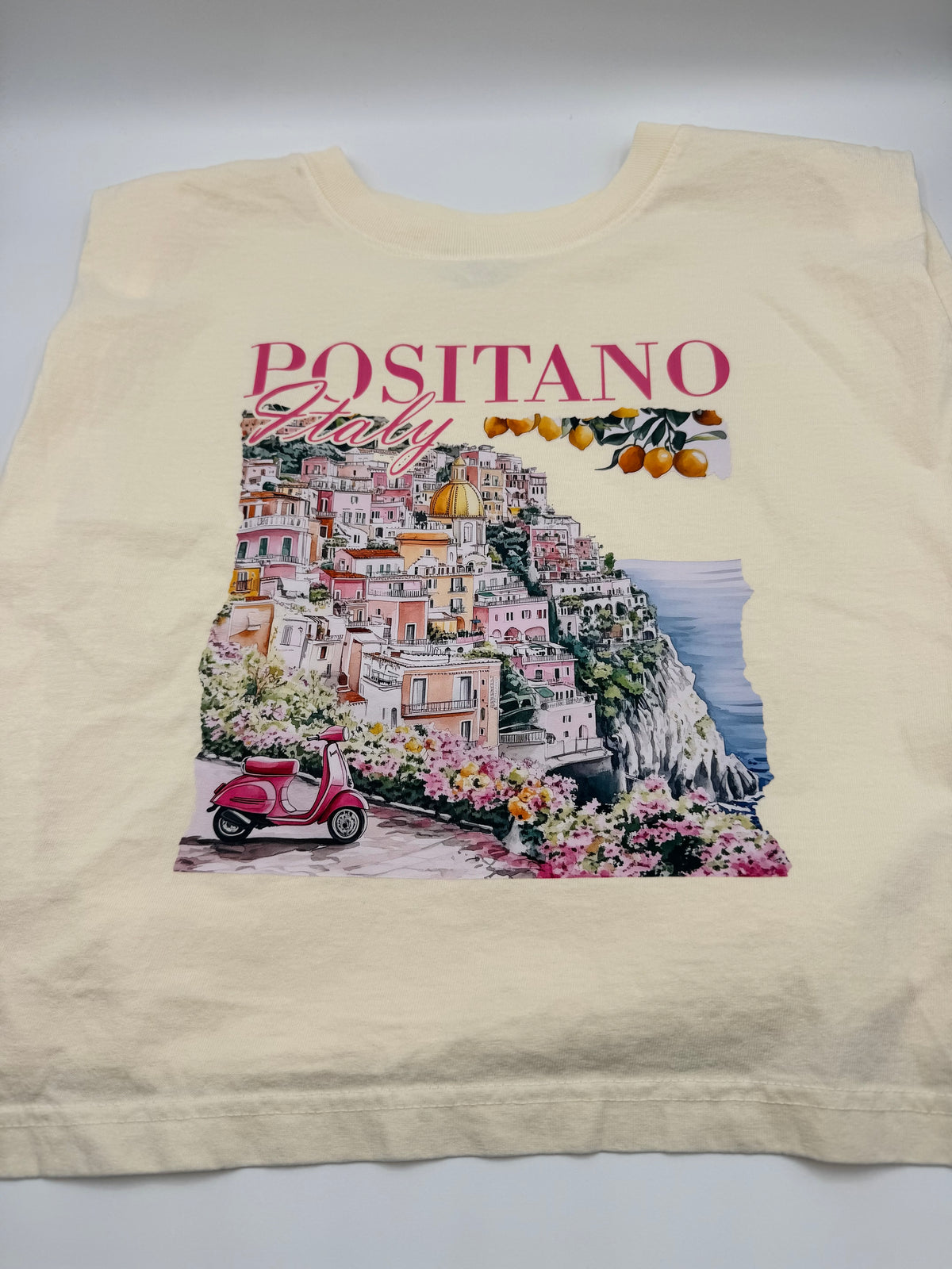 Positano Italy Graphic Muscle Crop Tee