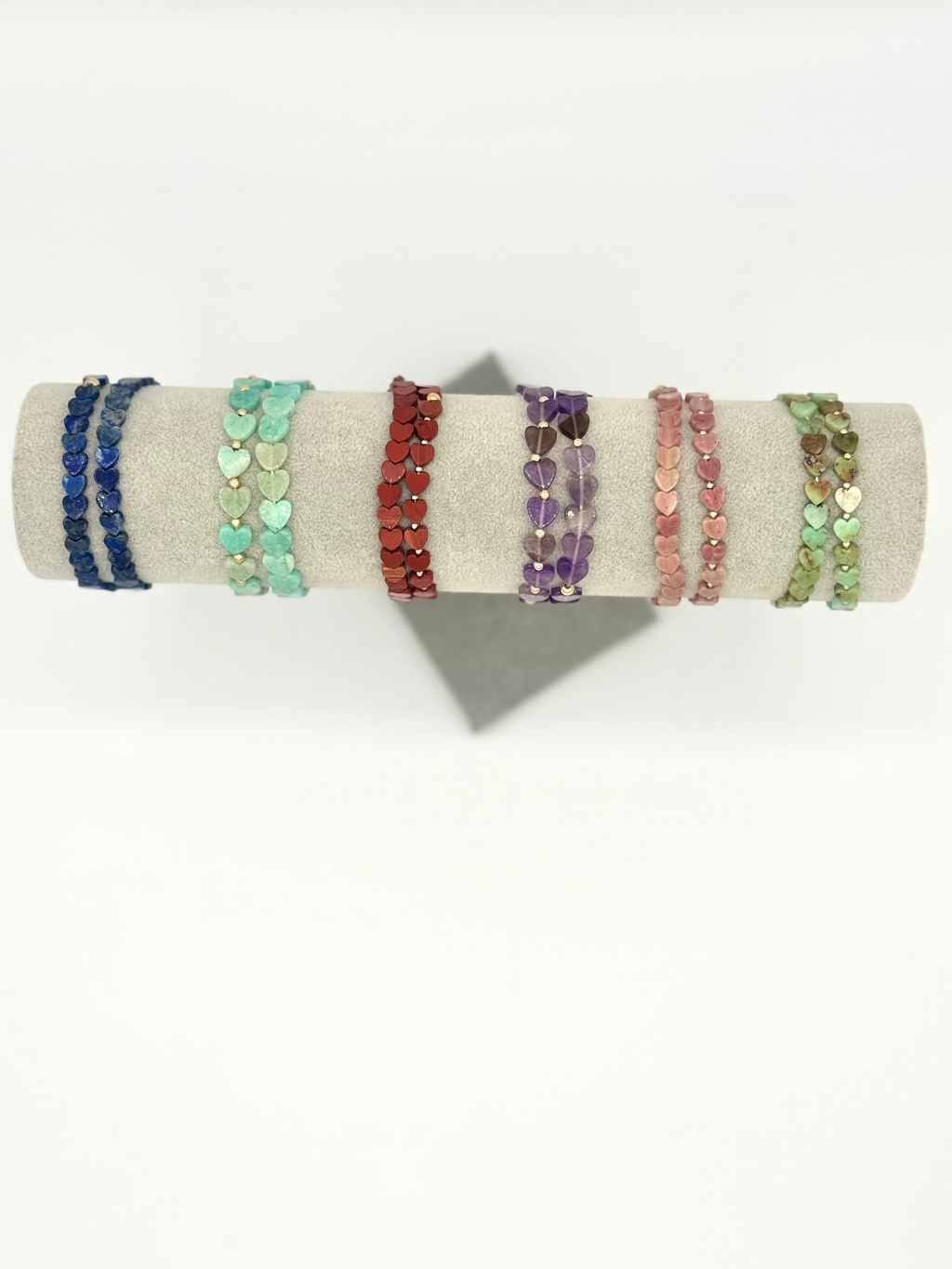 Gemstone Heart Stretch Bracelet Set | Set of Two