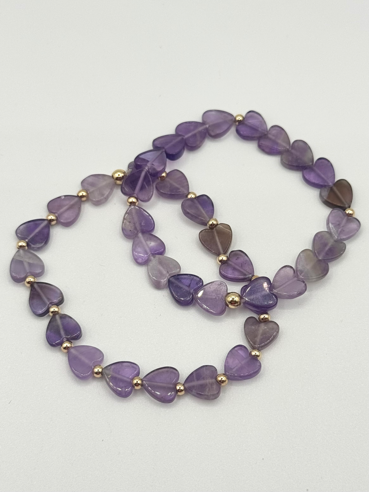 Gemstone Heart Stretch Bracelet Set | Set of Two