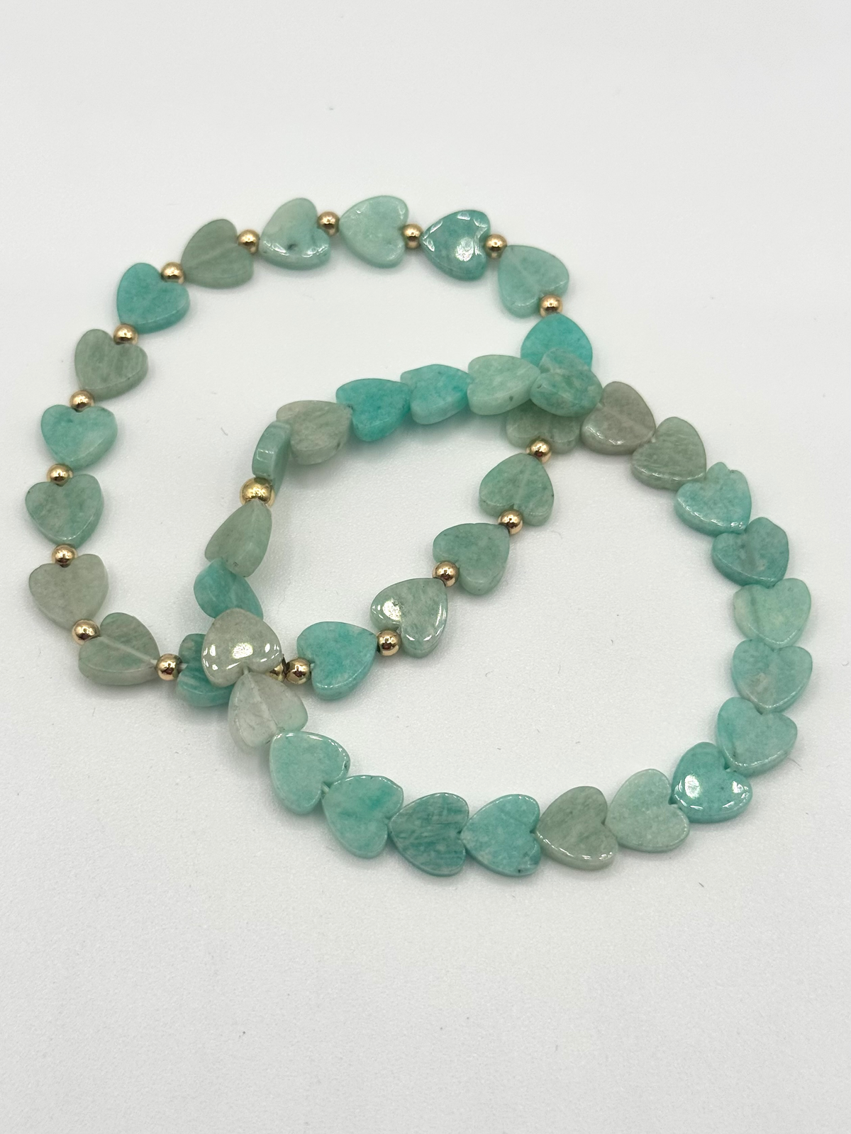 Gemstone Heart Stretch Bracelet Set | Set of Two