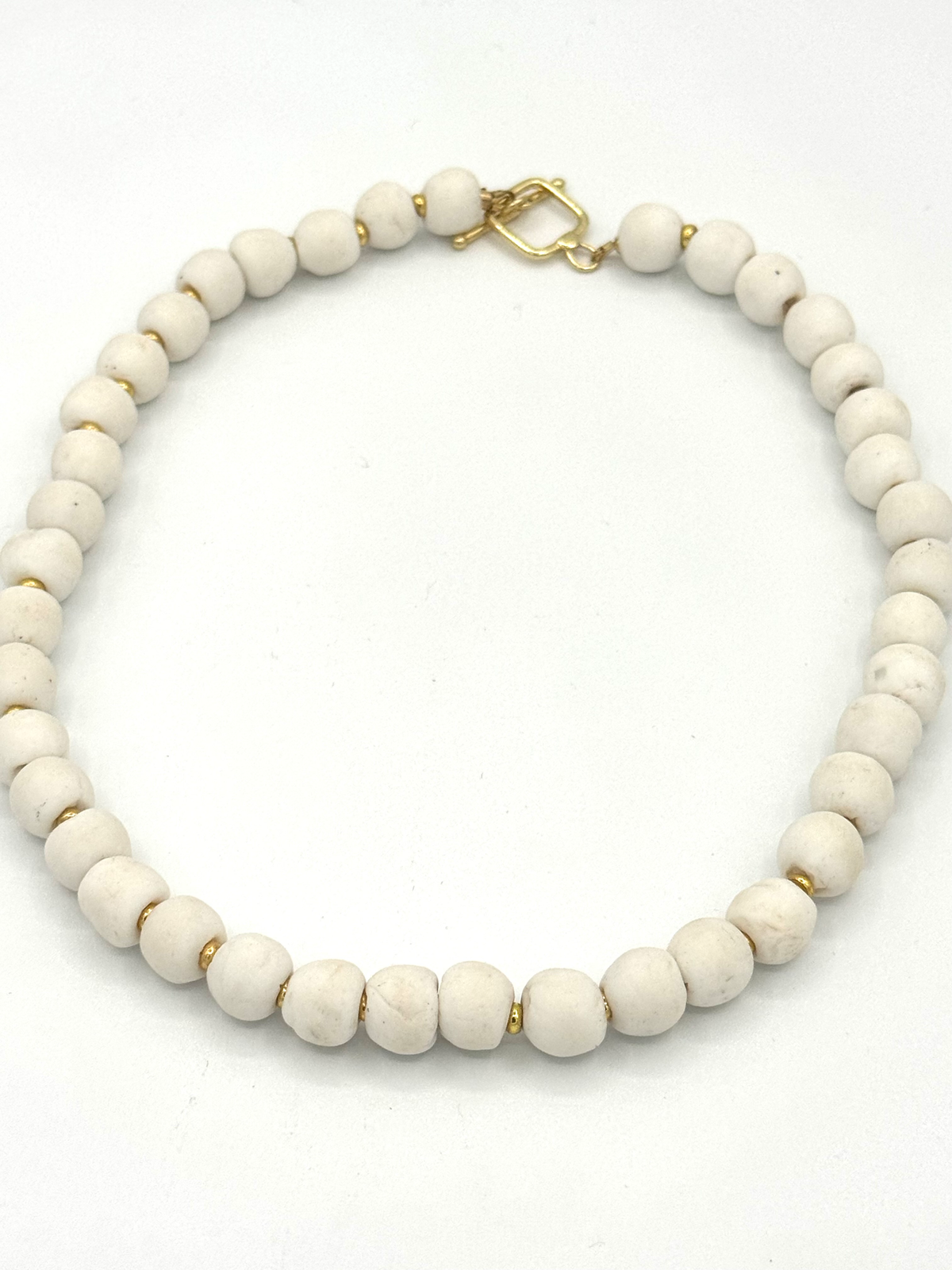White Sand Cast Bead Necklace