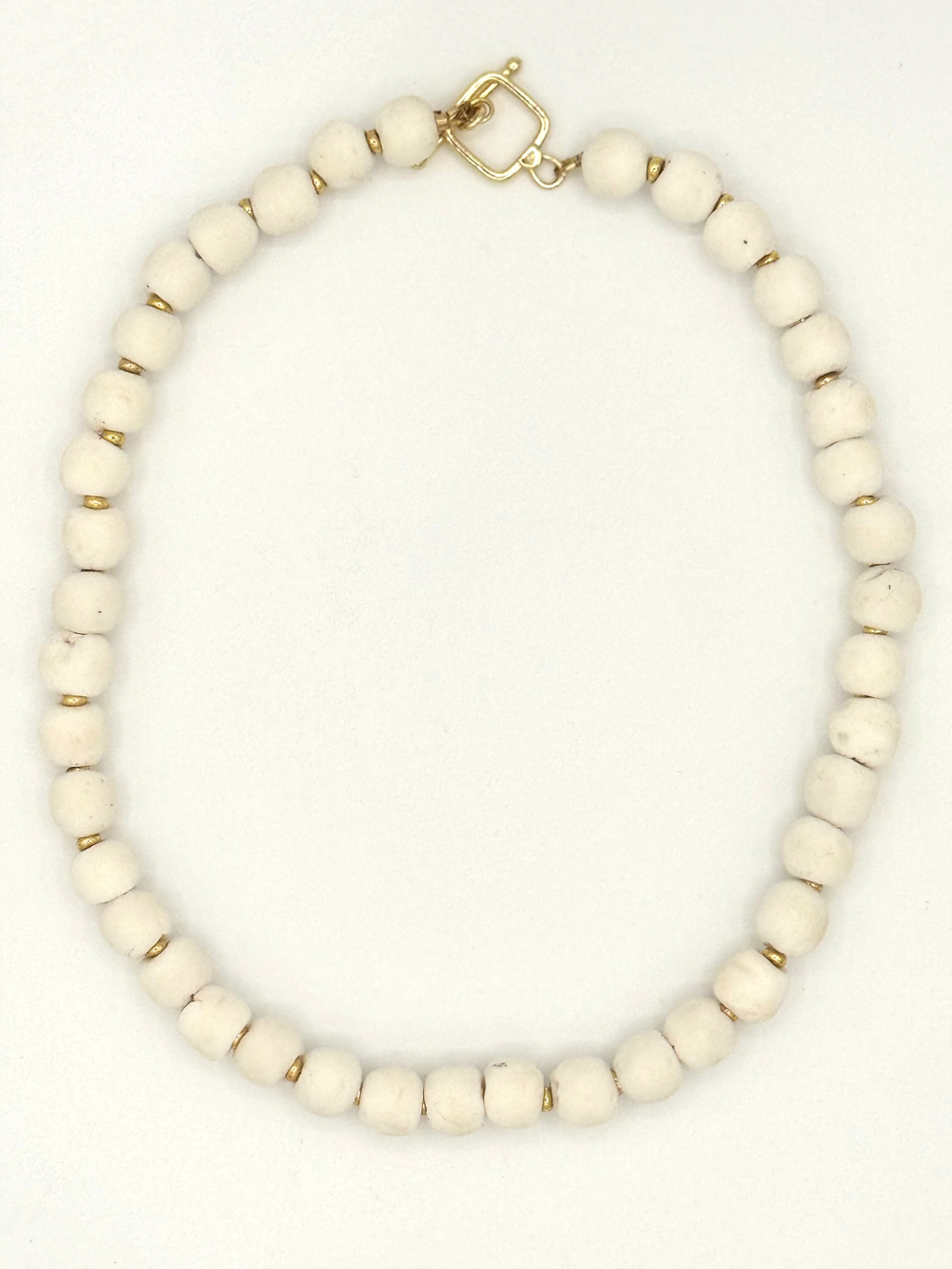 White Sand Cast Bead Necklace