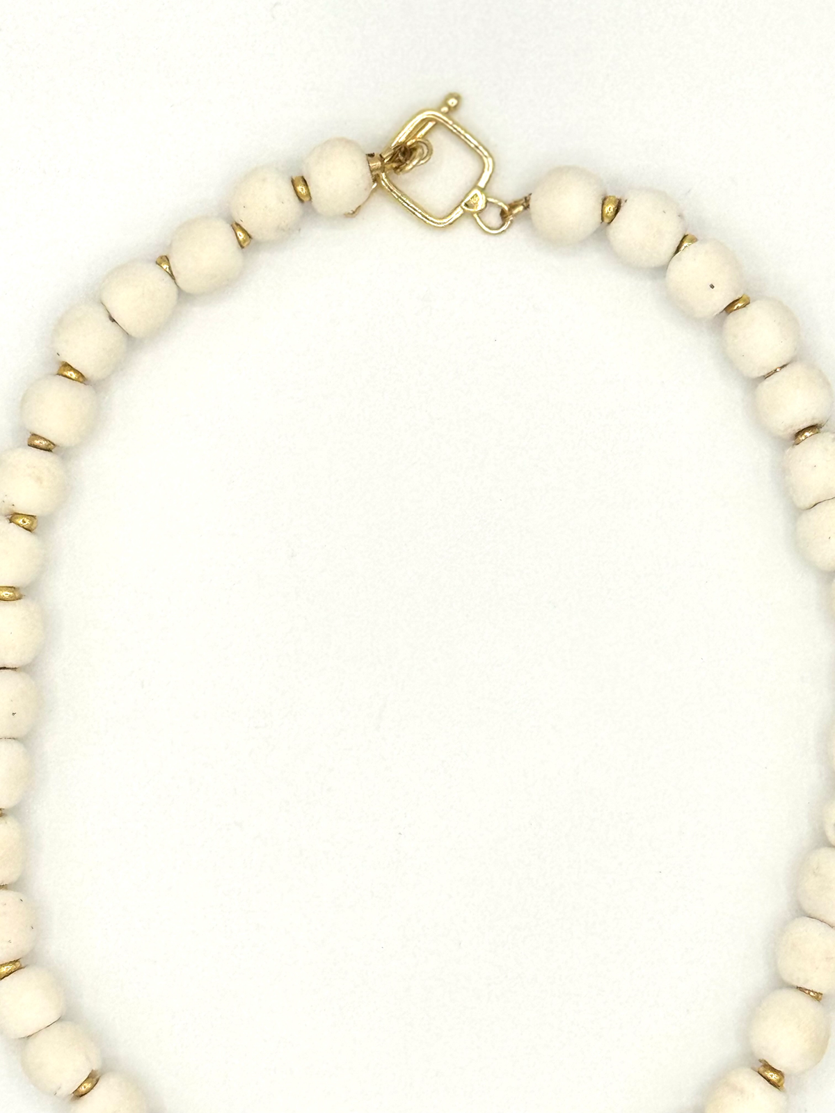 White Sand Cast Bead Necklace