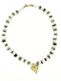 Mother of Pearl Heart & Green Shell Necklace