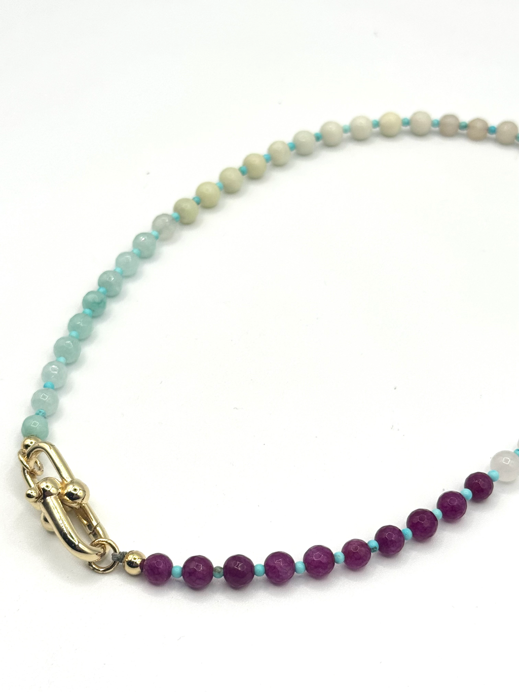 Multicolor Faceted Gemstone Necklace with Turquoise Accents
