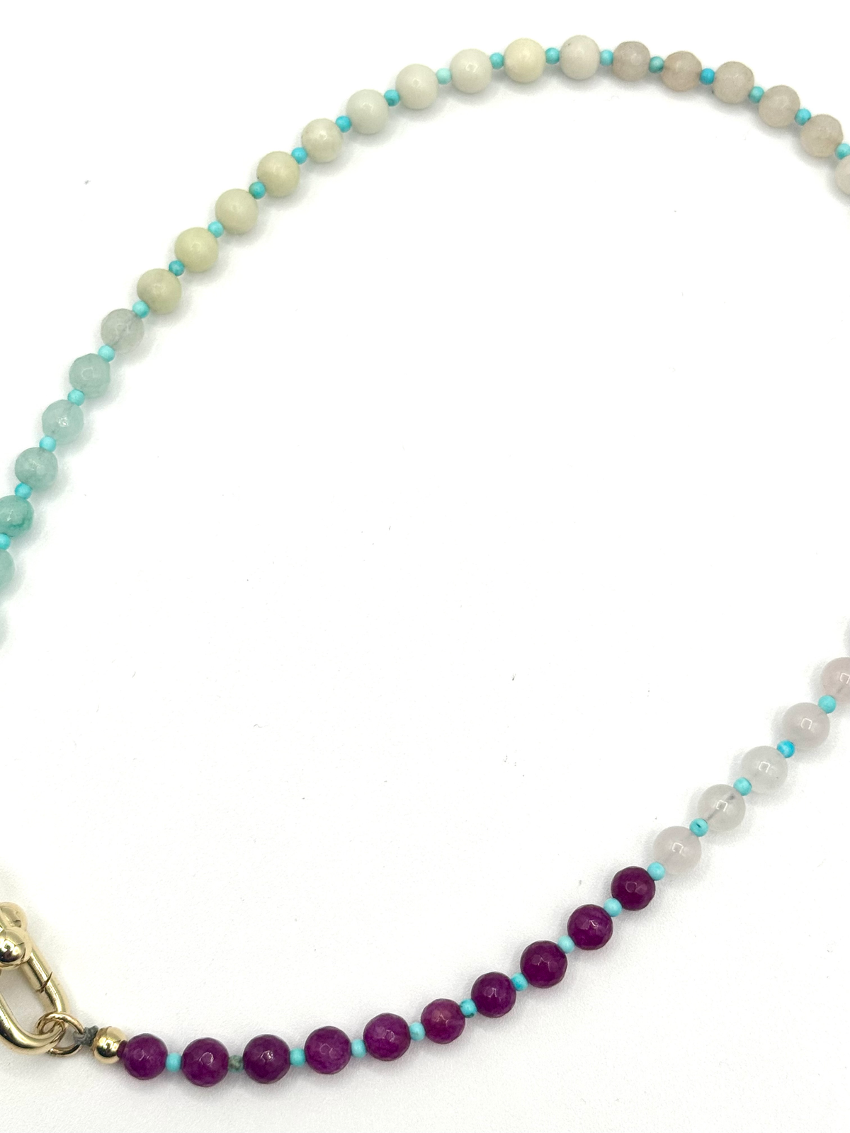 Multicolor Faceted Gemstone Necklace with Turquoise Accents