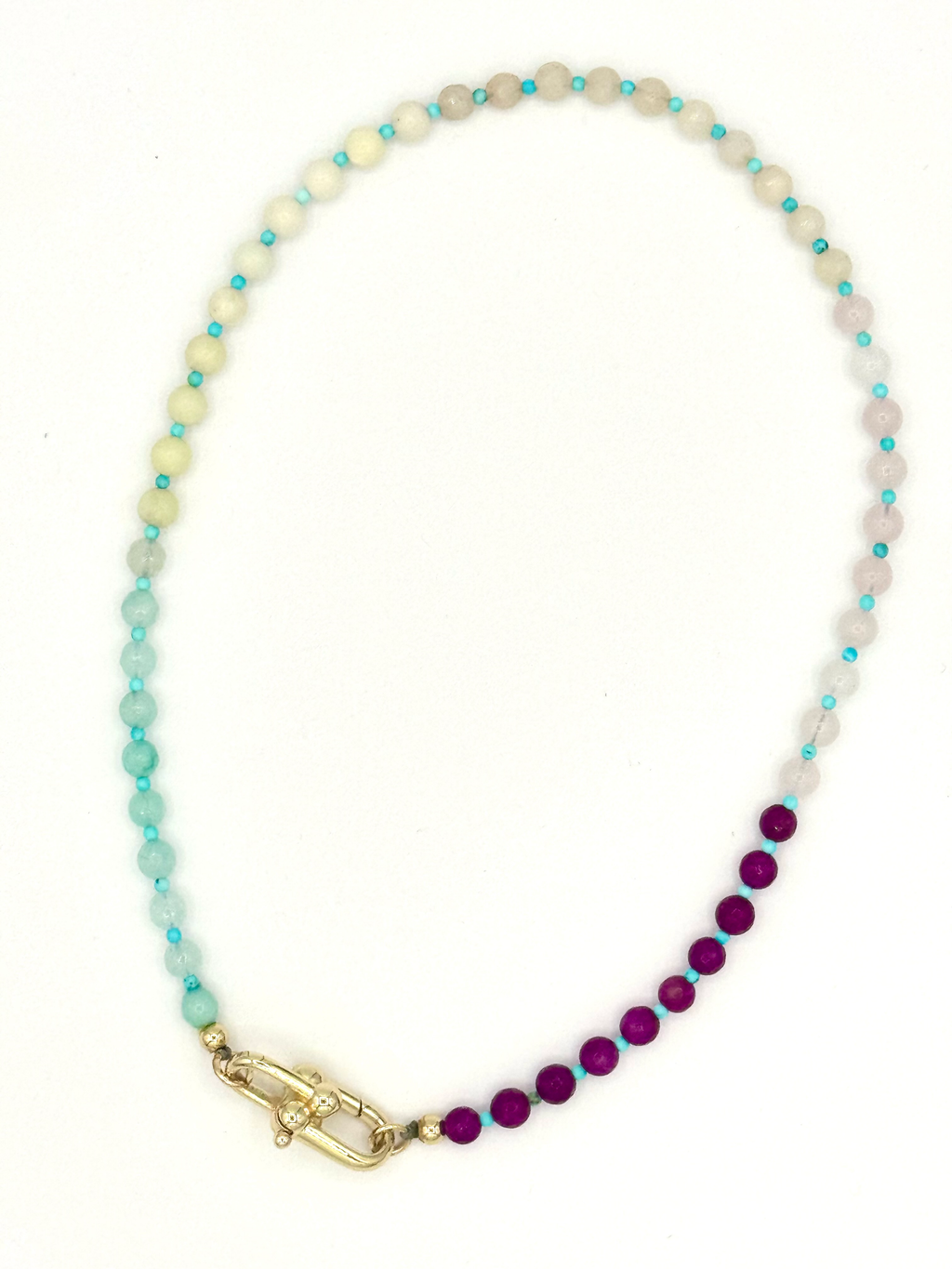 Multicolor Faceted Gemstone Necklace with Turquoise Accents