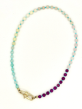 Multicolor Faceted Gemstone Necklace with Turquoise Accents