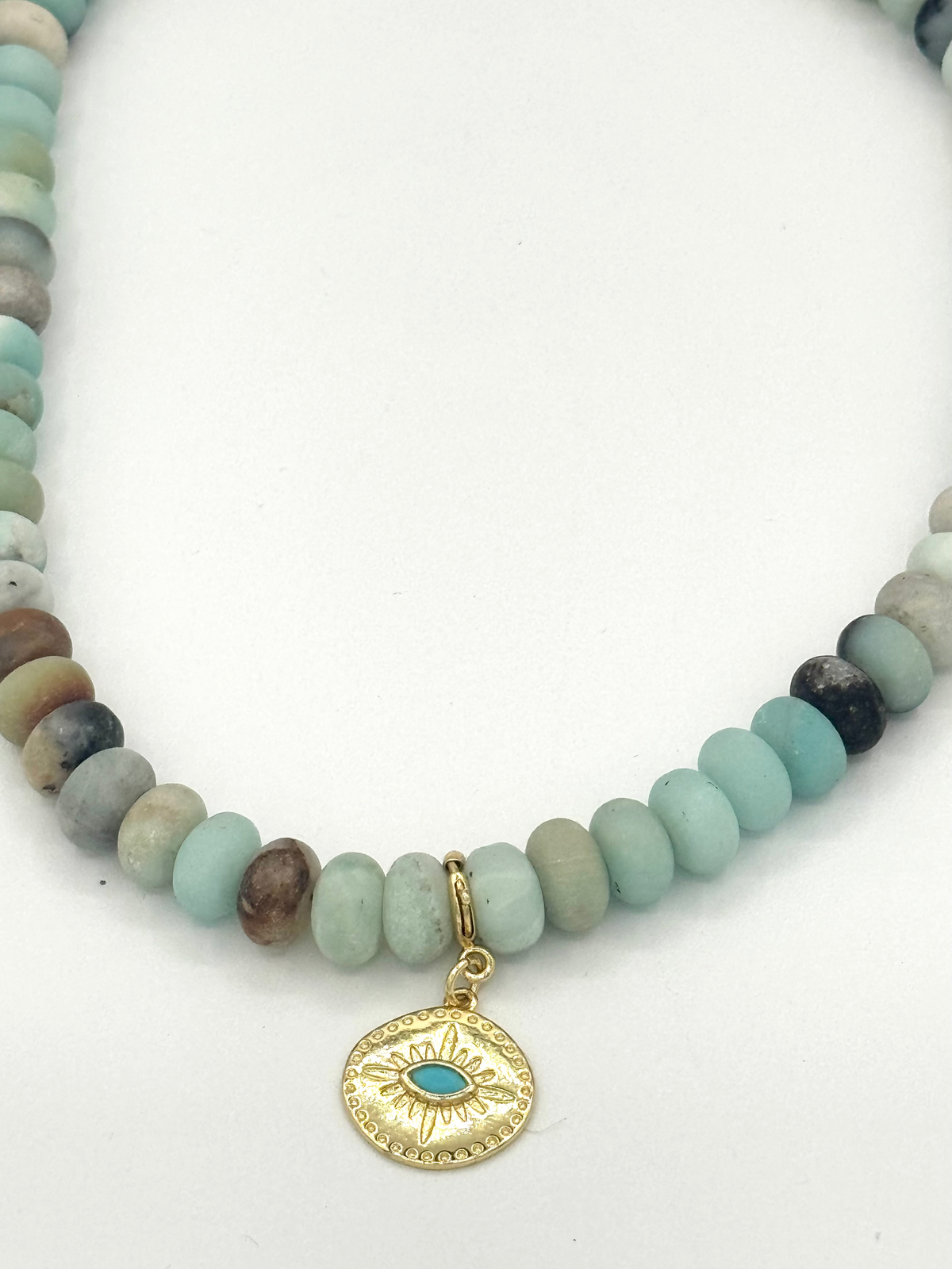 Amazonite Evil Eye Charm Necklace