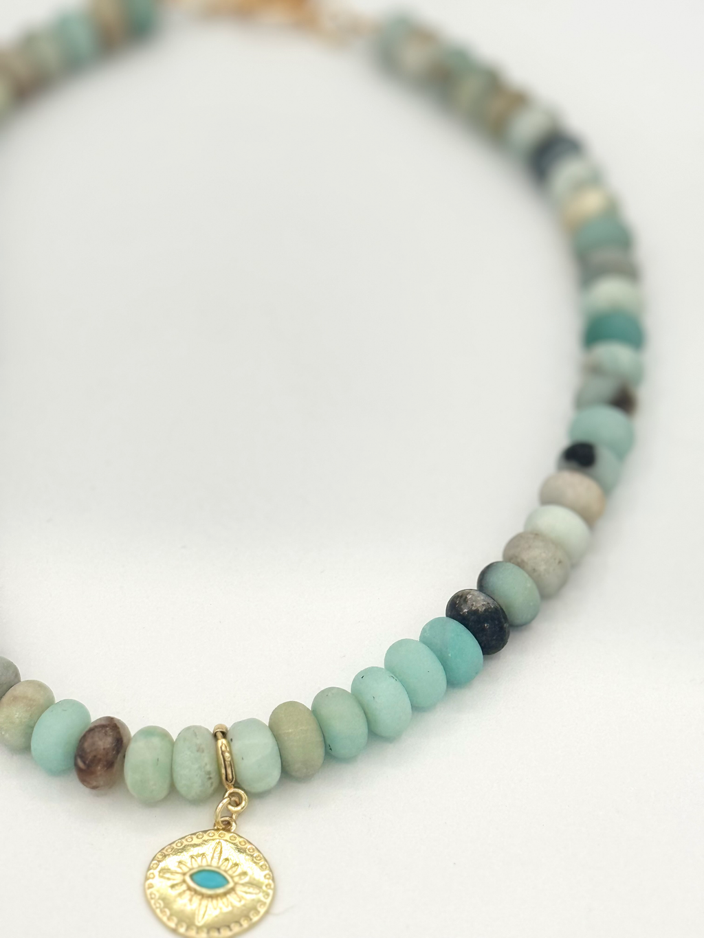 Amazonite Evil Eye Charm Necklace