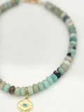 Amazonite Evil Eye Charm Necklace