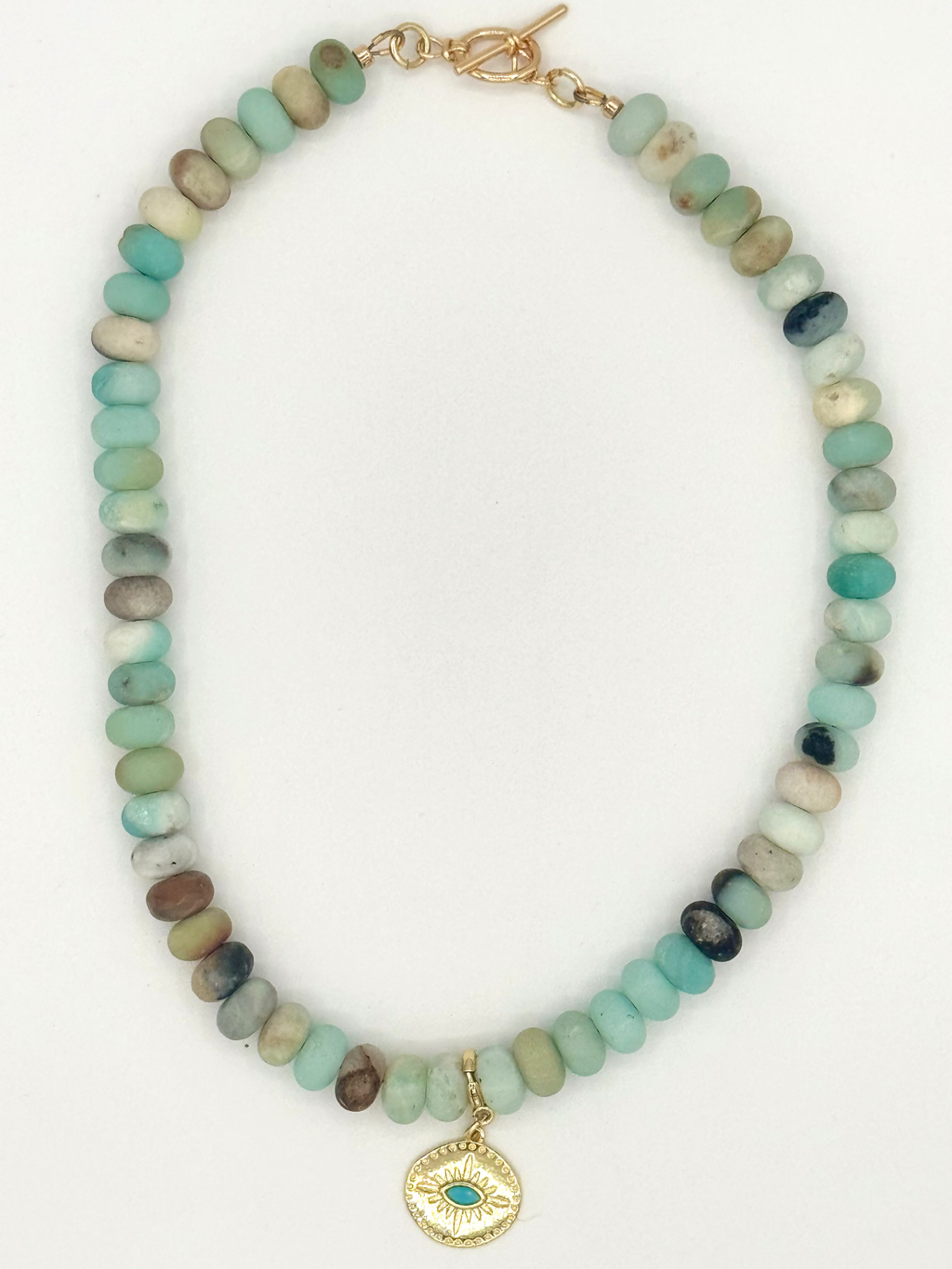 Amazonite Evil Eye Charm Necklace