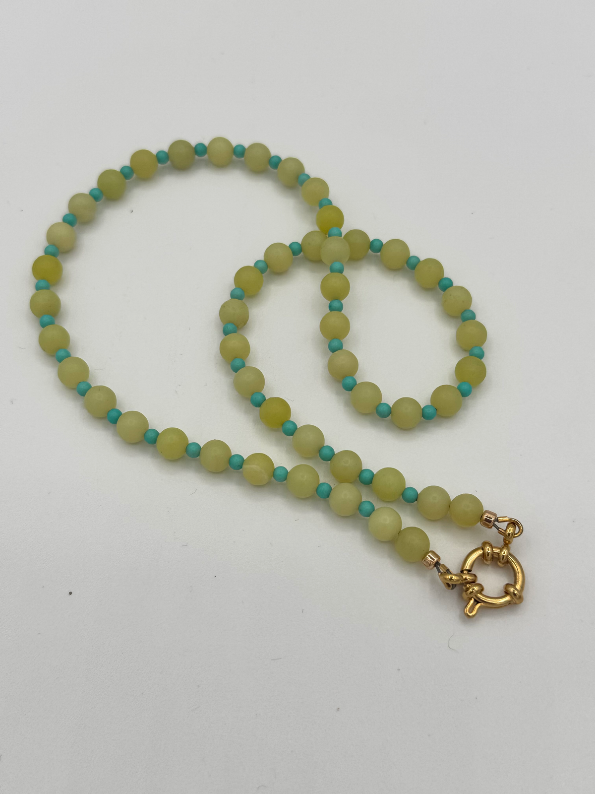 Olive Jade & Turquoise Beaded Necklace