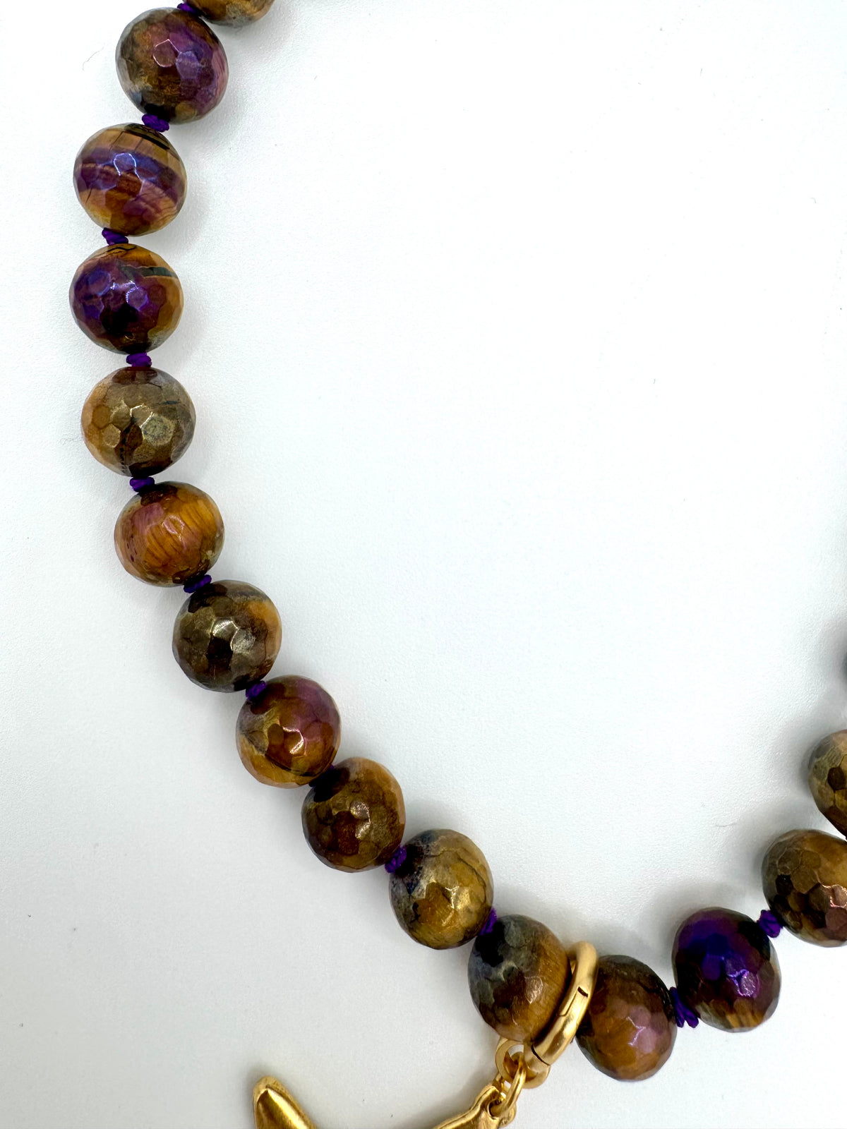 Faceted Tiger’s Eye Necklace with Removable Gold Star Charm