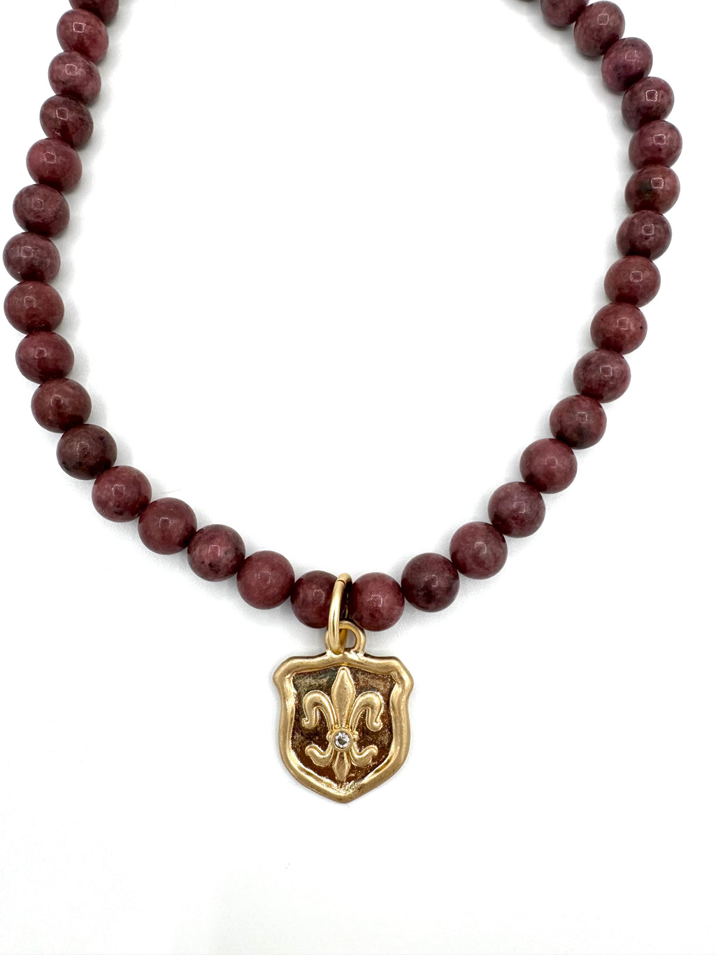 Rhodonite Fleur-de-Lis Necklace