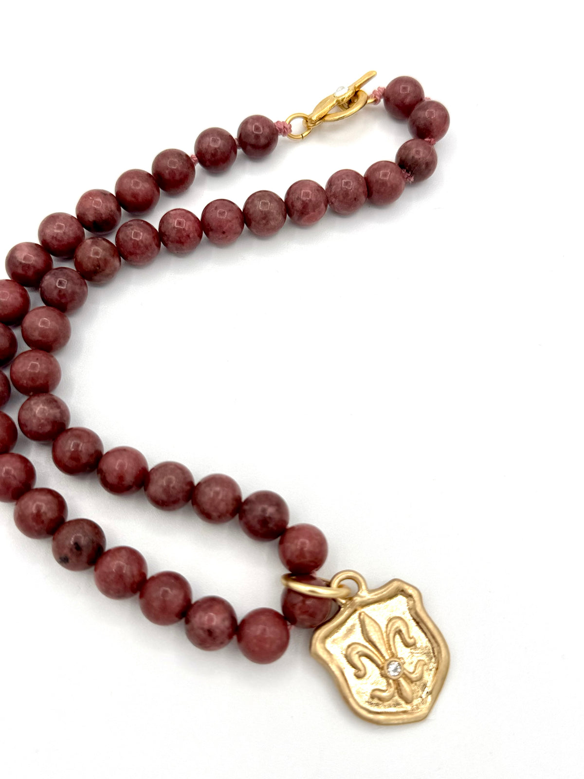 Rhodonite Fleur-de-Lis Necklace