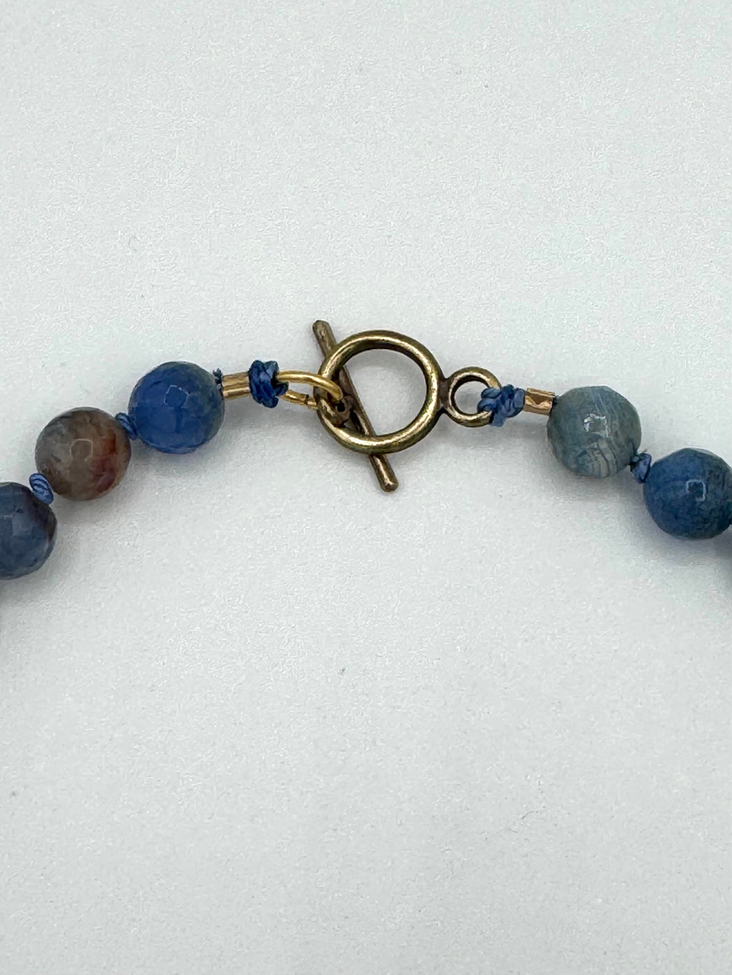 Cornflower Blue Agate Necklace with Removable Horseshoe Charm