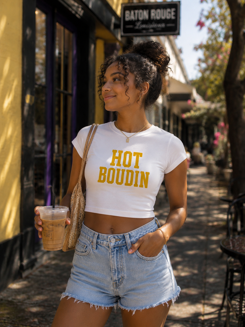 Hot Boudin Club Baby Tee- Gray/ Purple