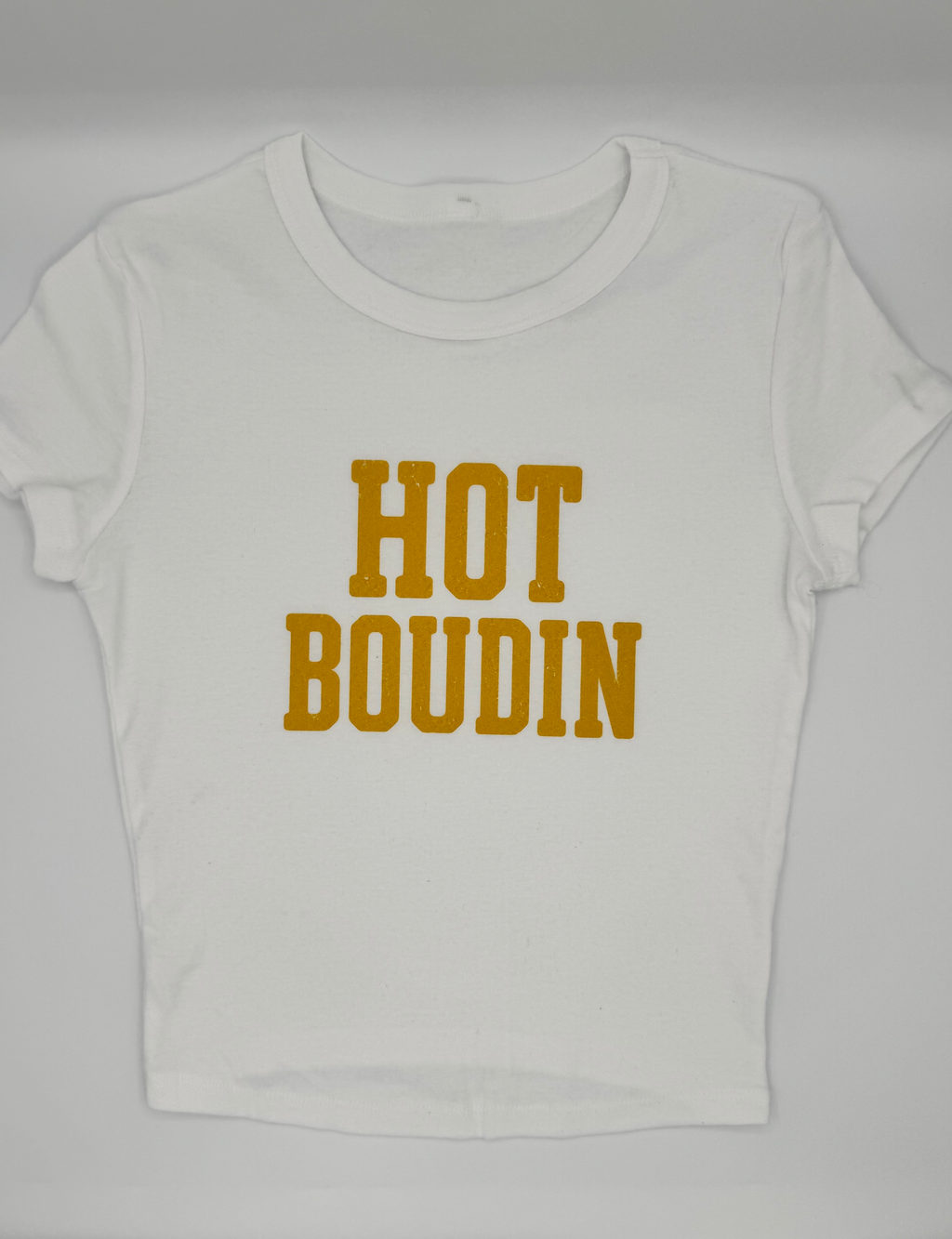 Hot Boudin Club Baby Tee -White/ Gold