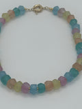 Frosted Sea Glass & Gold-Filled Bead Necklace