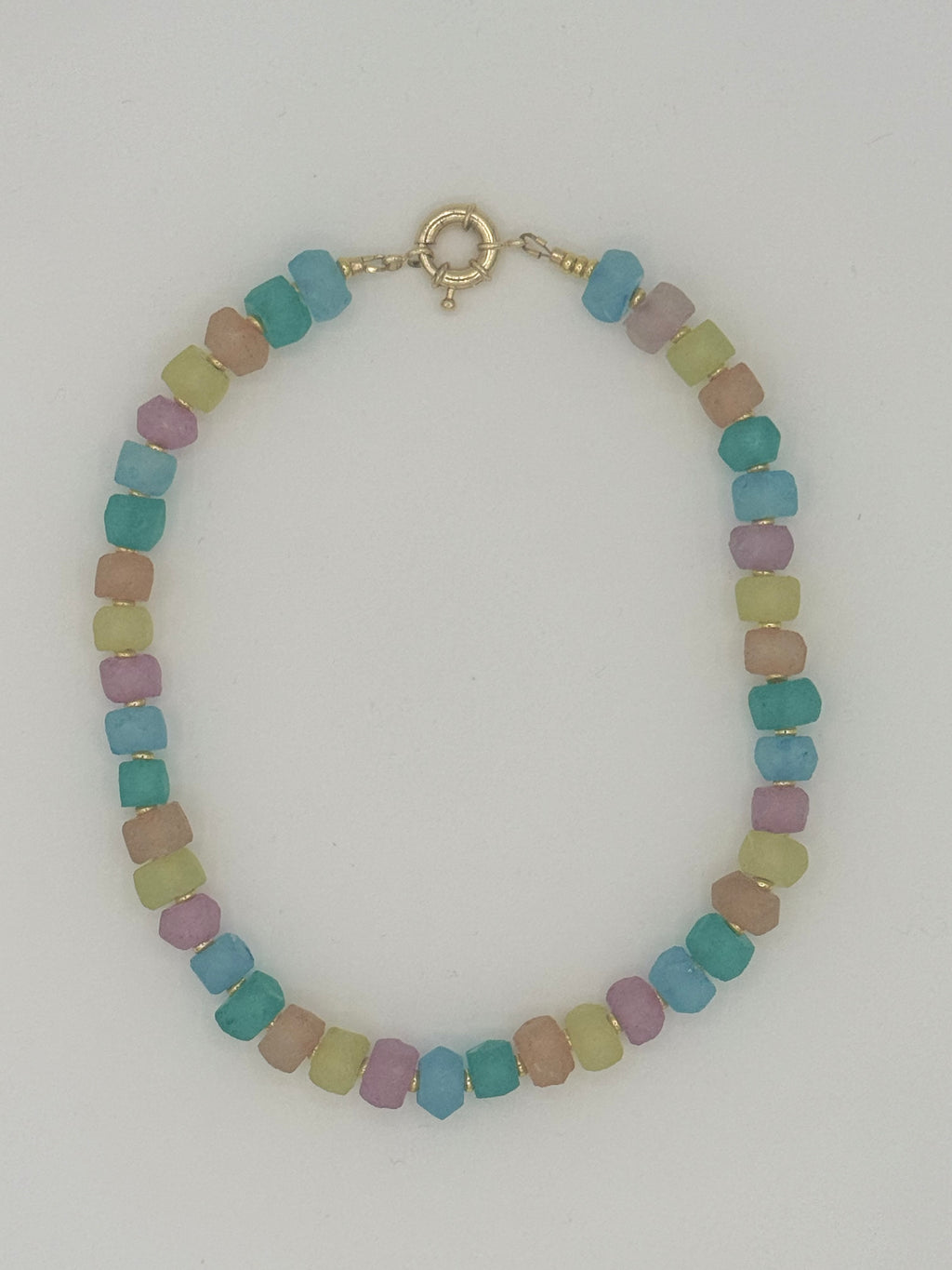 Frosted Sea Glass & Gold-Filled Bead Necklace