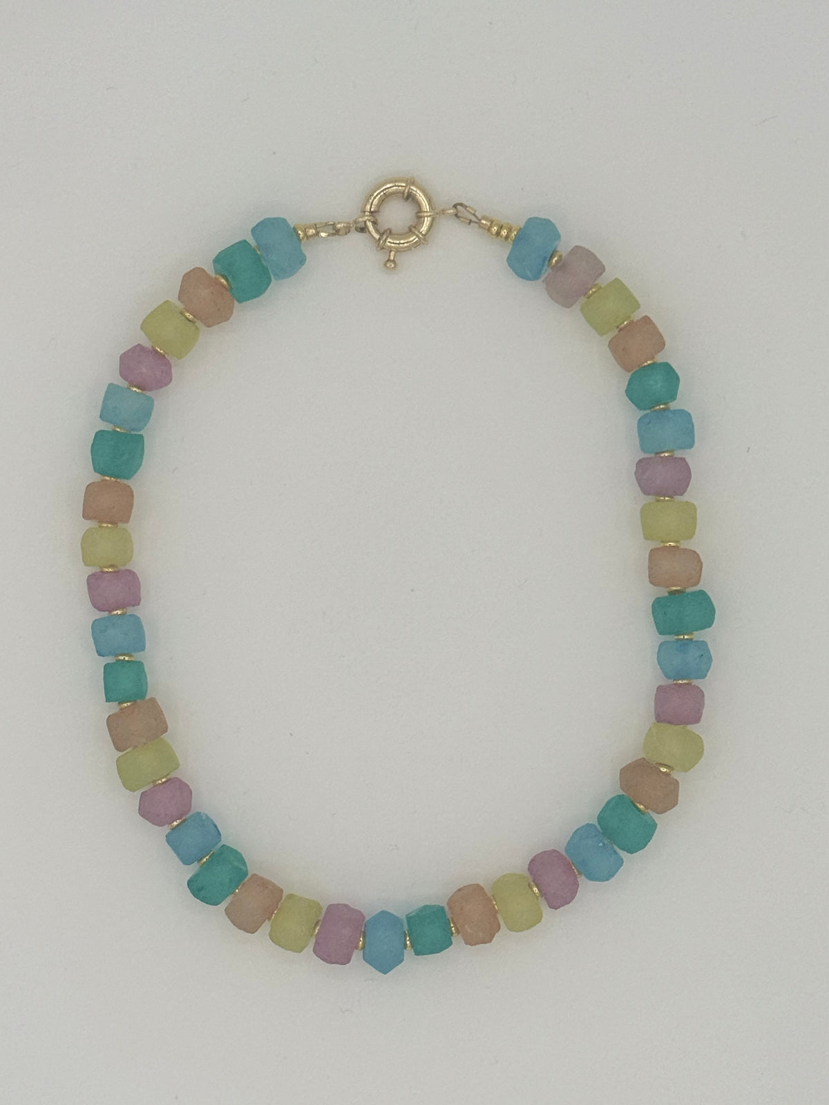 Frosted Sea Glass & Gold-Filled Bead Necklace