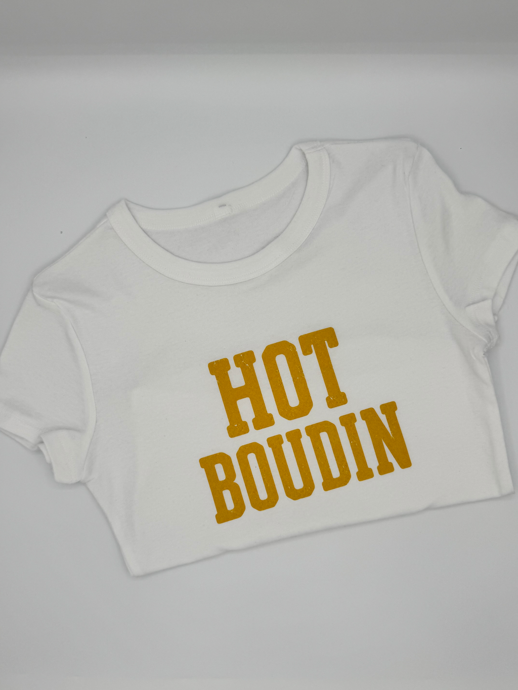 Hot Boudin Club Baby Tee -White/ Gold