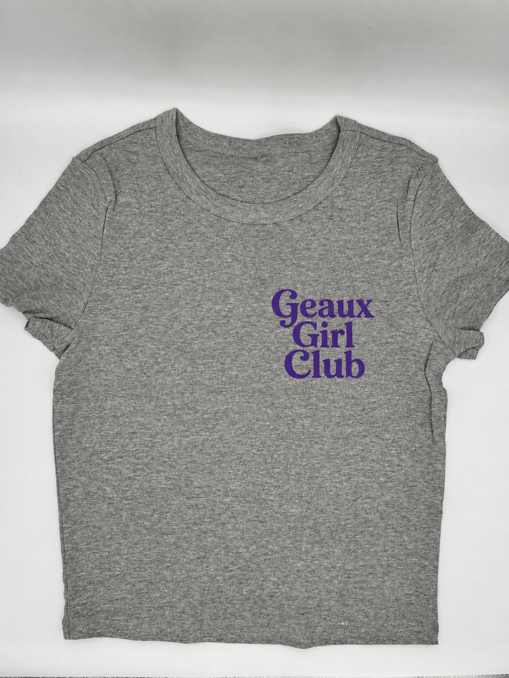 Geaux Girl Club Baby Tee-  Gray/  Purple