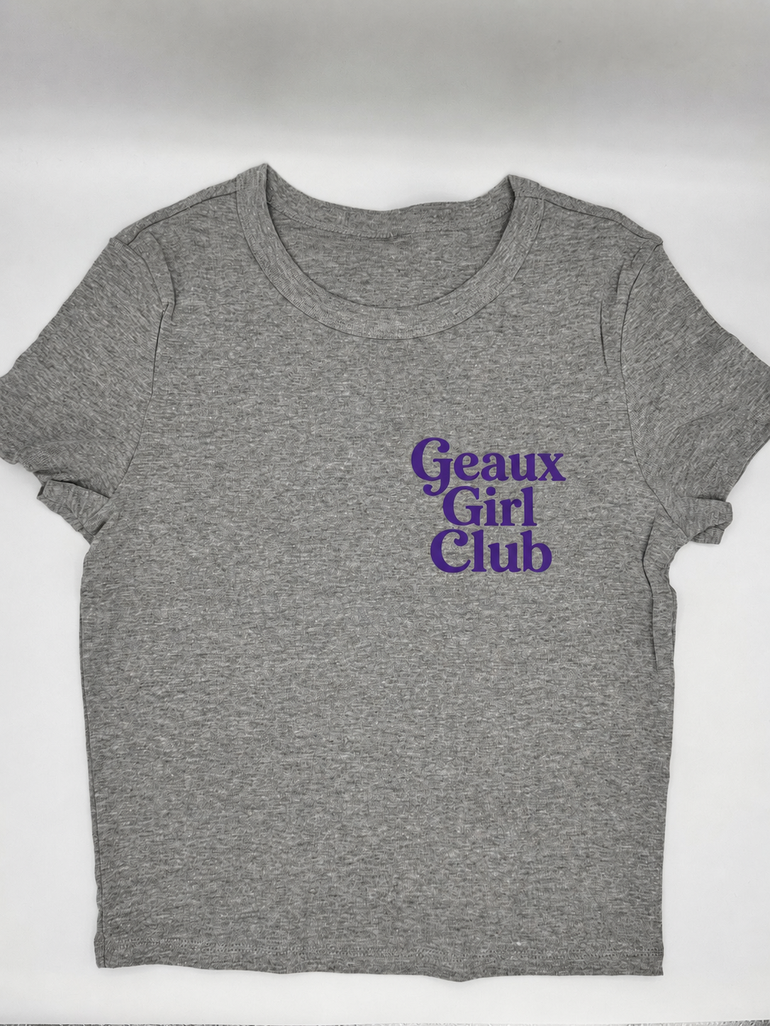 Geaux Girl Club Baby Tee-  Gray/  Purple