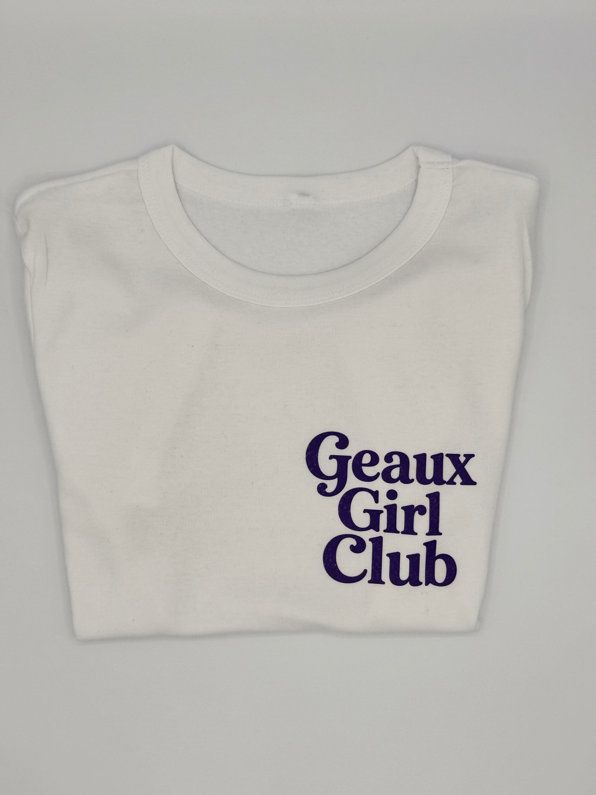 Geaux Girl Club Baby Tee- White/ Purple
