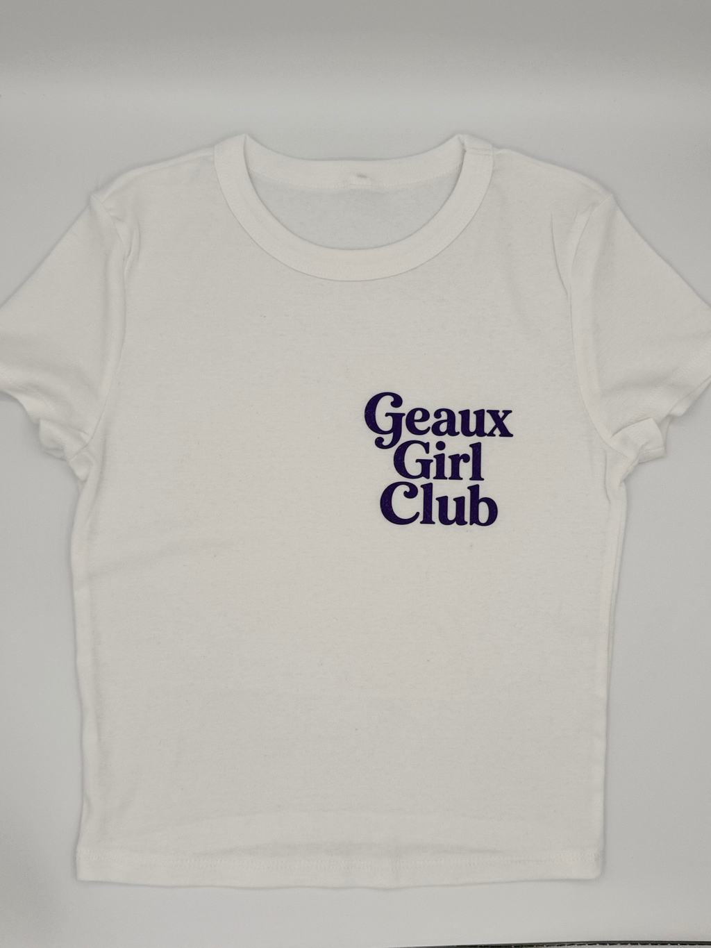 Geaux Girl Club Baby Tee- White/ Purple