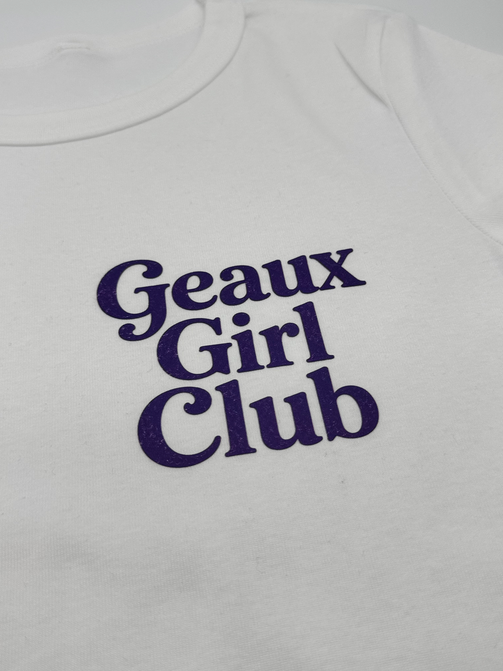 Geaux Girl Club Baby Tee- White/ Purple