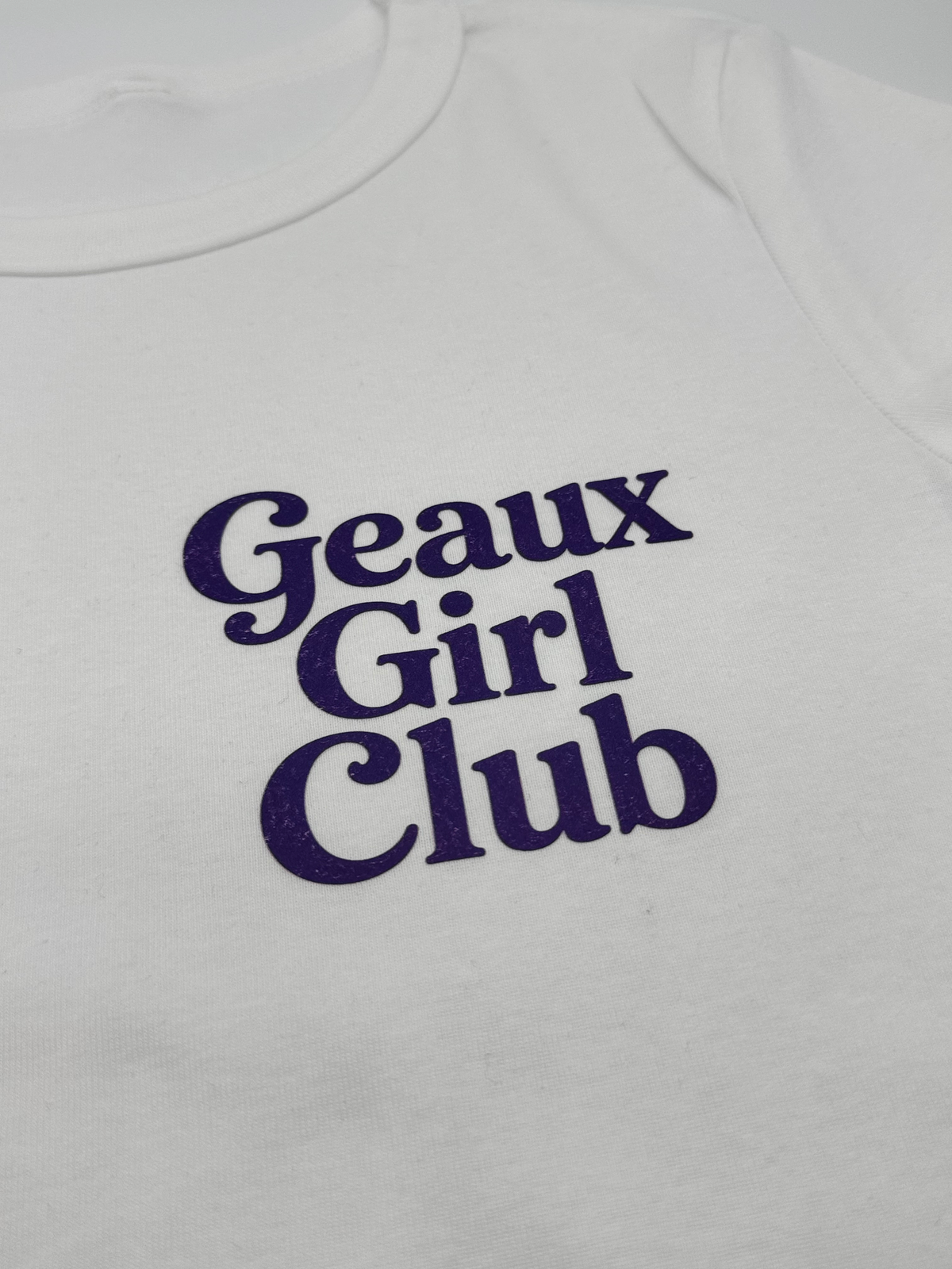 Geaux Girl Club Baby Tee- White/ Purple