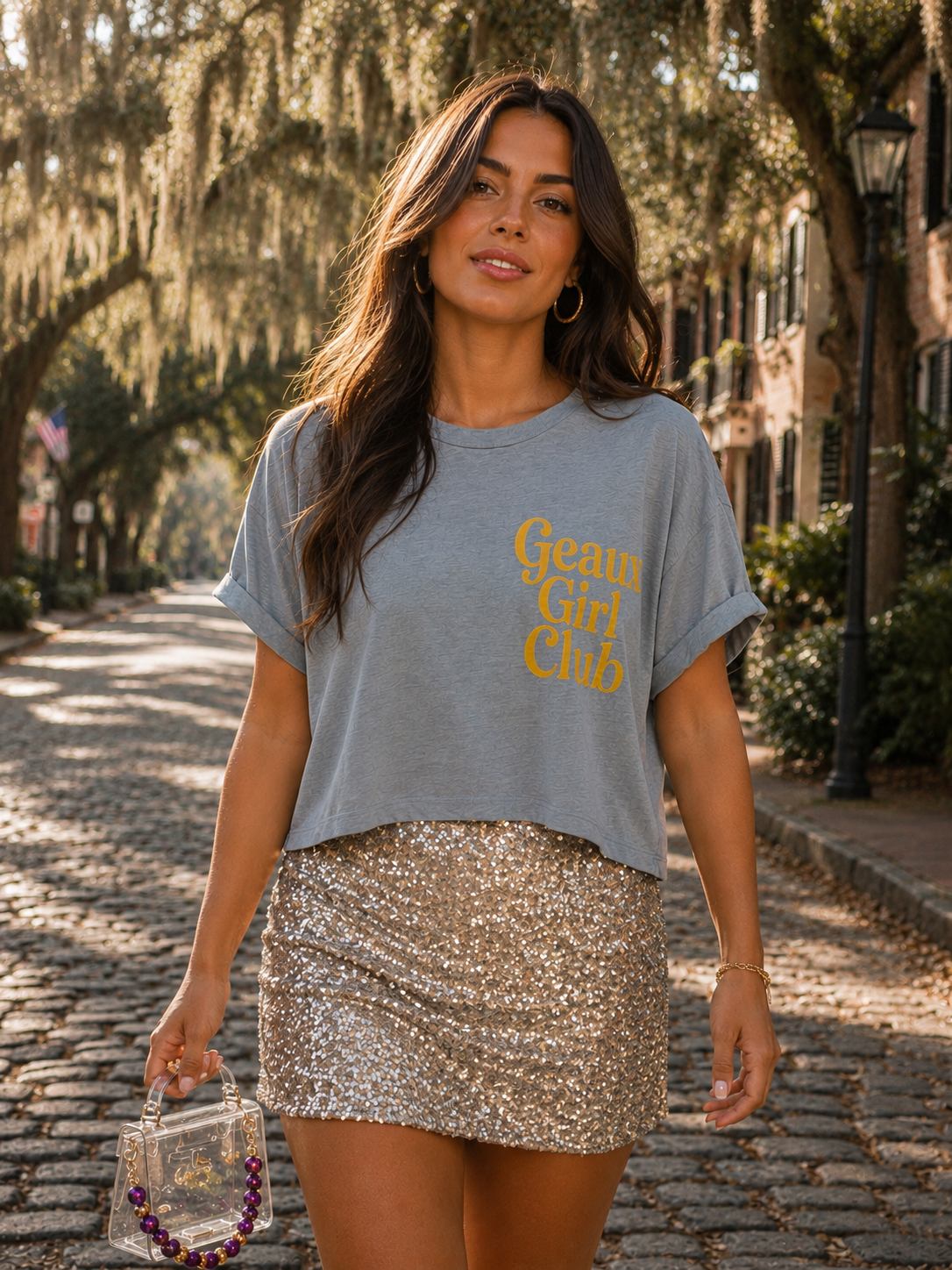 Geaux Girl Club  crop-Gray