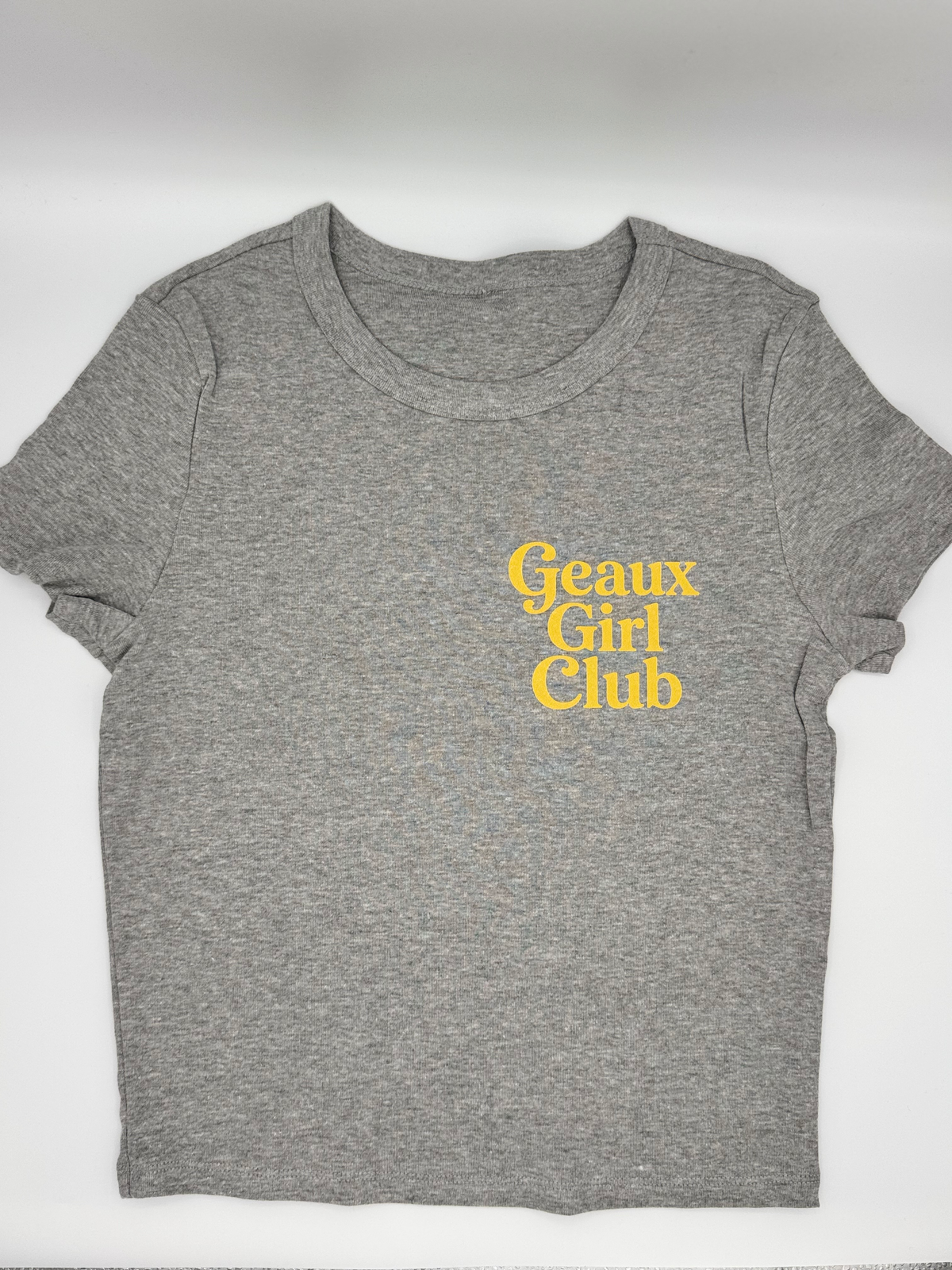 Geaux Girl Club Baby Tee - Gray/ Gold