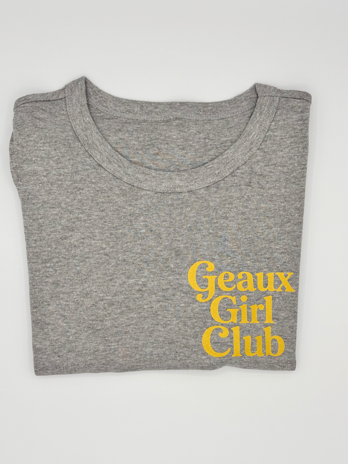 Geaux Girl Club Baby Tee - Gray/ Gold
