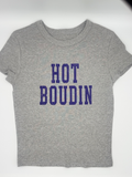Hot Boudin Club Baby Tee- Gray/ Purple