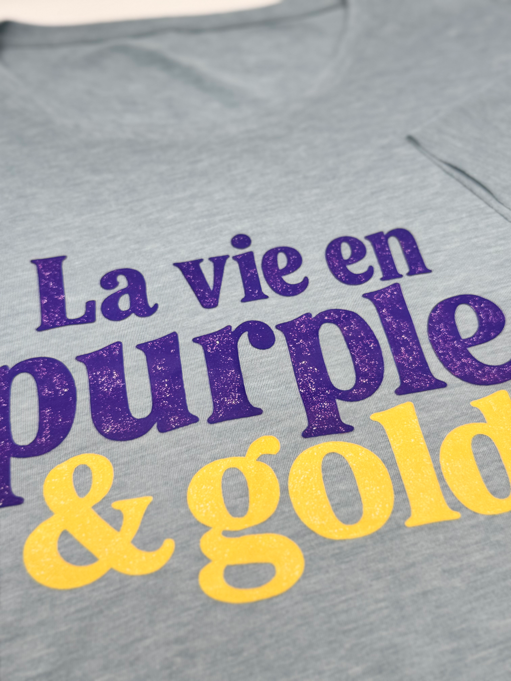 La Vie En Purple & Gold  crop- denim