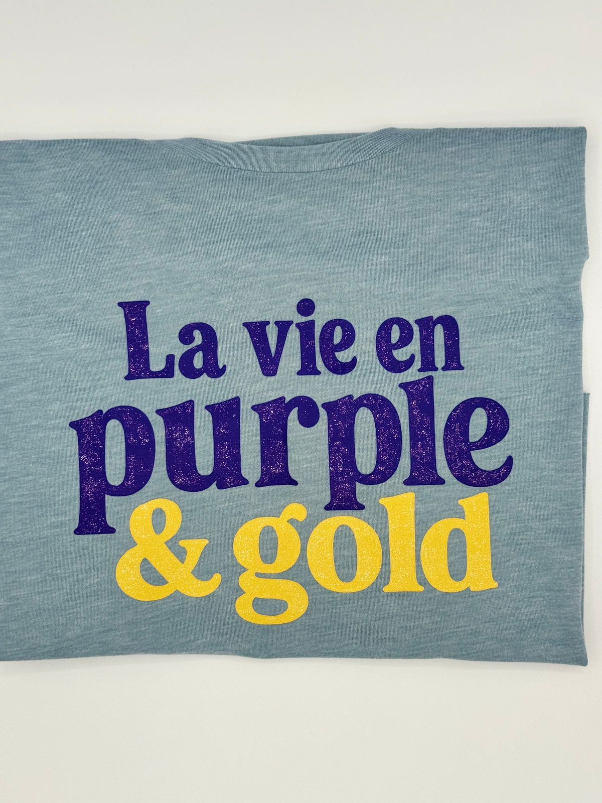 La Vie En Purple & Gold  crop- denim