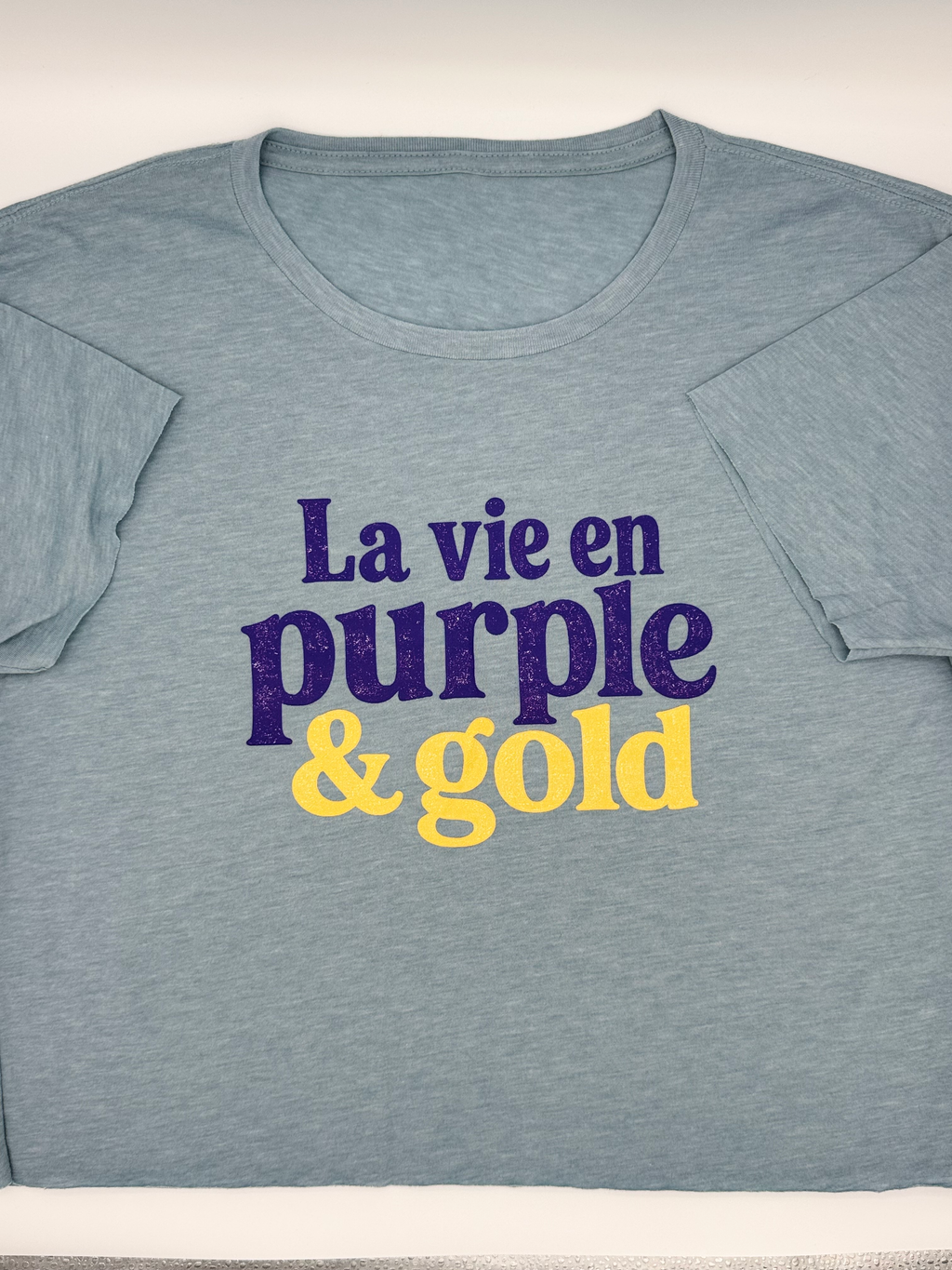 La Vie En Purple & Gold  crop- denim