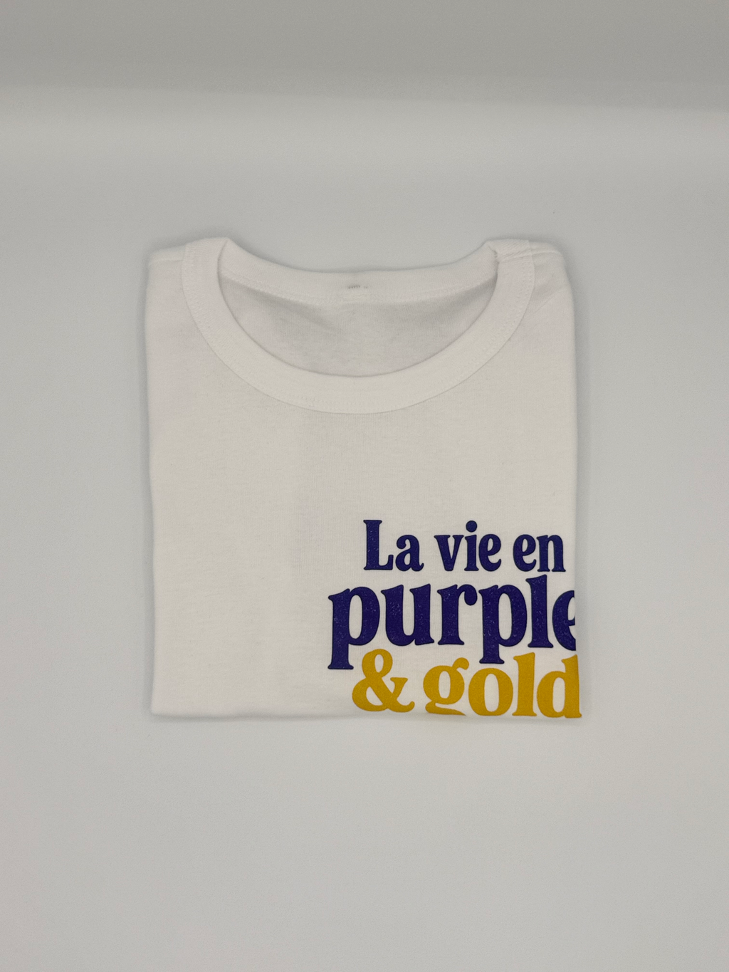 La Vie En Purple & Gold  Baby tee- white